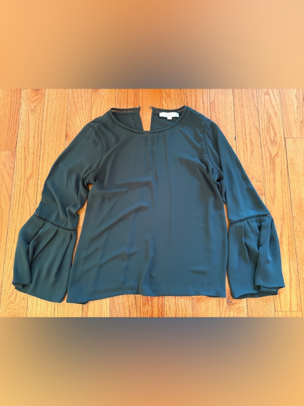 LOFT Medium Teal Bell-Sleeve Blouse